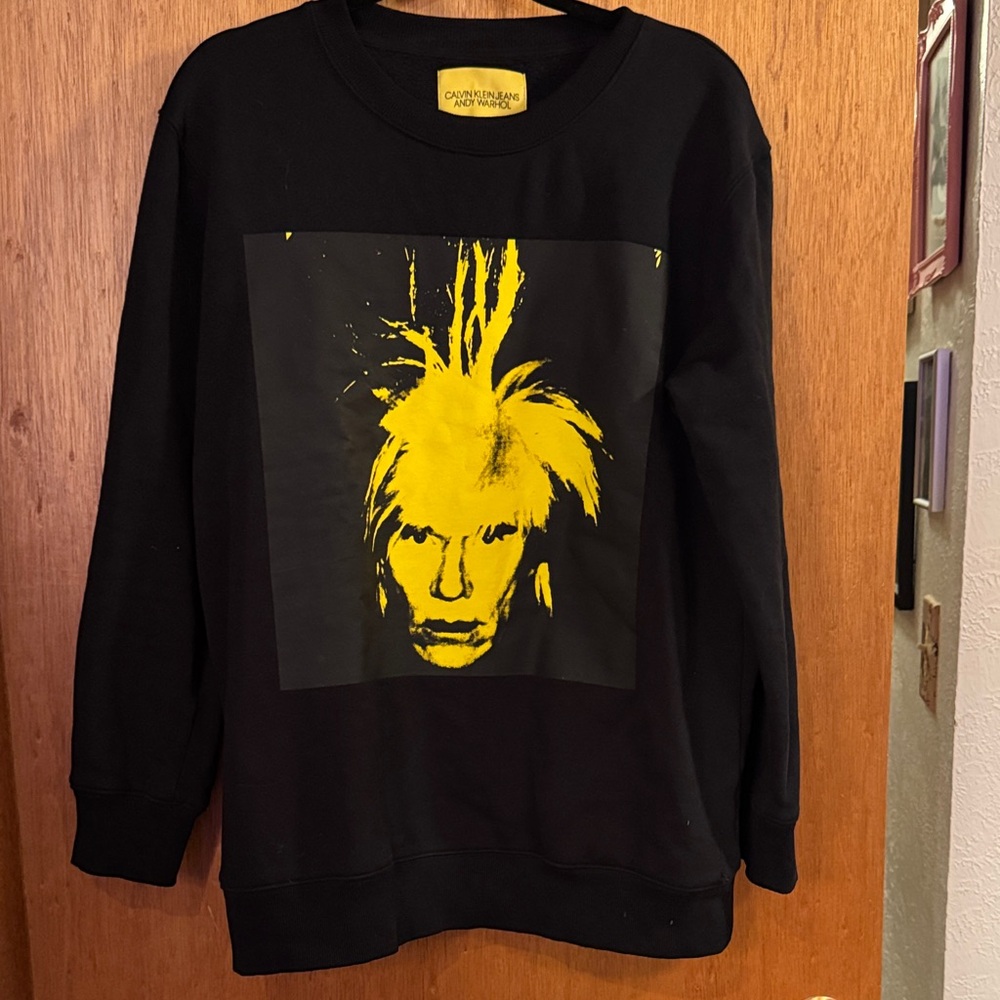 Calvin Klein Black Sweatshirt with Yellow Warhol Portrait